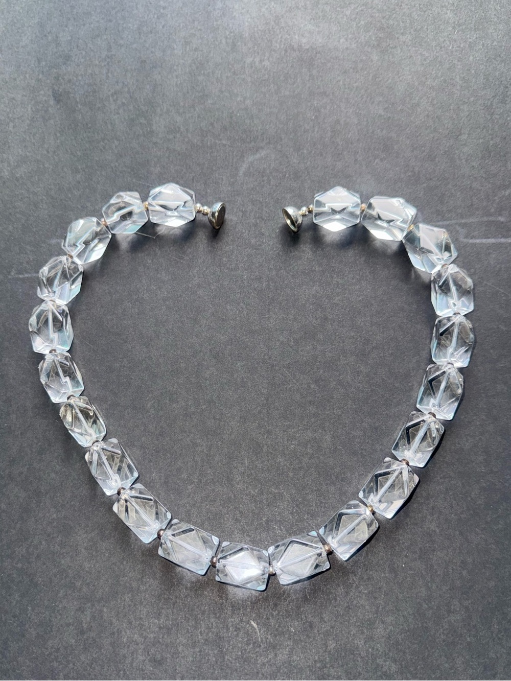 Crystal block necklace — magnetic clasp